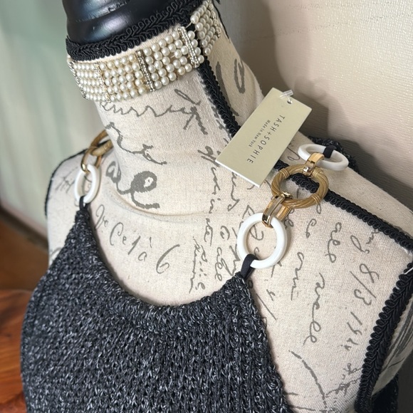 Stylish Knit Marbled Grey Halter Dress Made in New York NWT - Picture 2 of 8